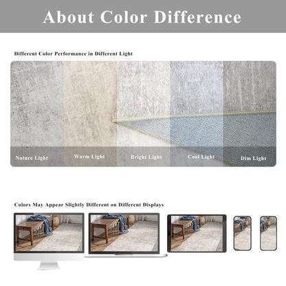 Hallway 4x10 Washable Runner Rug:Stain Resistant Abstract Rug for Kitchen Entryway Farmhouse Soft Carpet for Bathroom Bedroom Thin Laudry Living Room Floor Mat with Non Slip Backing(4x10,Beige/Cream)