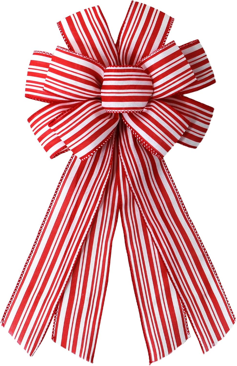 Regine Switzerland Fall Red & White Stripes Wreath Bow - Christmas Burlap Decor for Front Door | Holiday & Thanksgiving Home Accessories