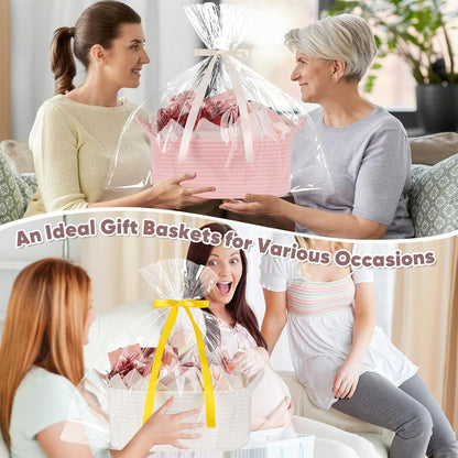 OIASKET Woven Storage Basket - Perfect Gift Organizer with Handles | Includes Gift Bag & Tissue Paper, 13.6" x 10" x 5.9”