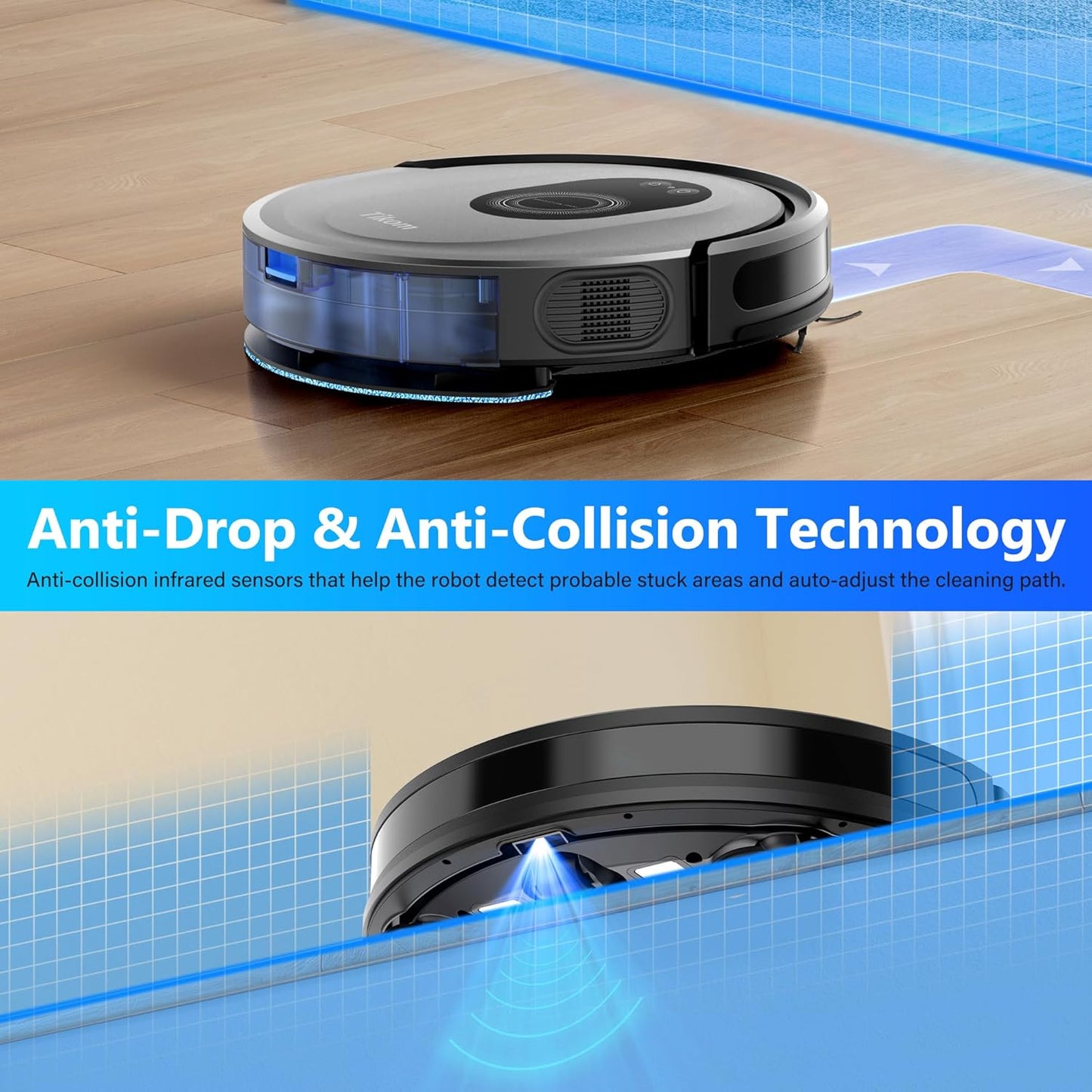 Tikom Robot Vacuum & Mop Combo - 5000Pa Powerful Cleaner with 150 Min Runtime | App & Remote Control for Hard Floors & Carpets