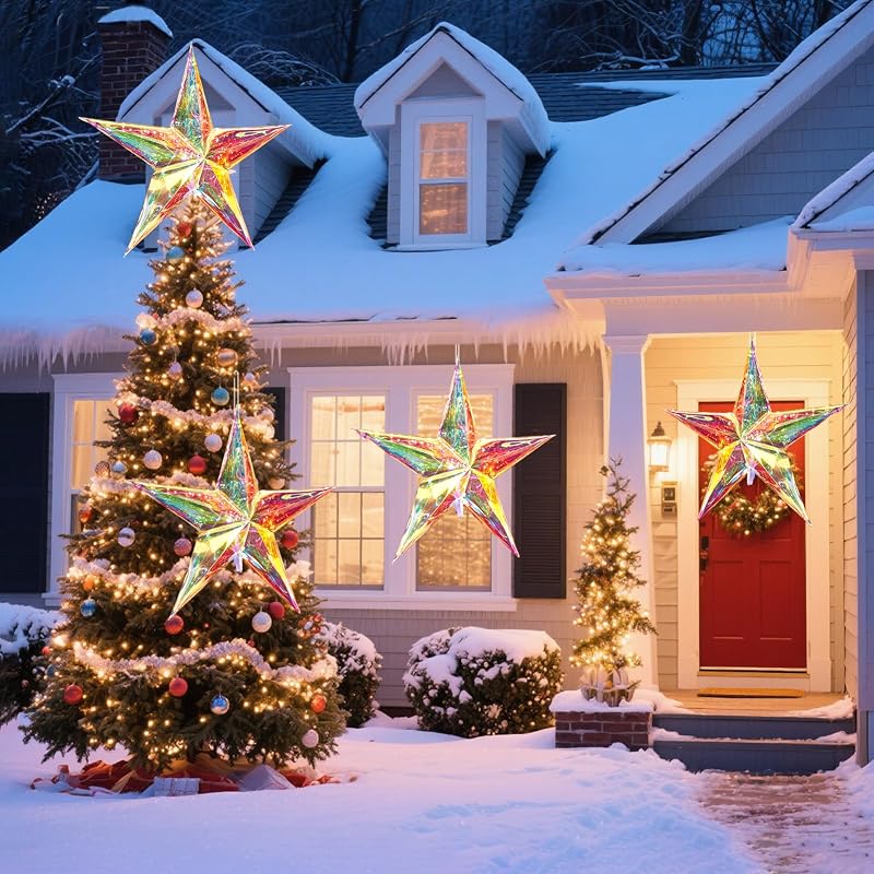 24-Inch Iridescent Moravian Star Lights - 5-Pointed 24inch Variation