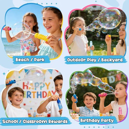 EagleStone Giant Bubble Wands - 24 PCS 14.6" Long Bubble Sticks in 6 Colors | Perfect Outdoor Summer Toys for Kids