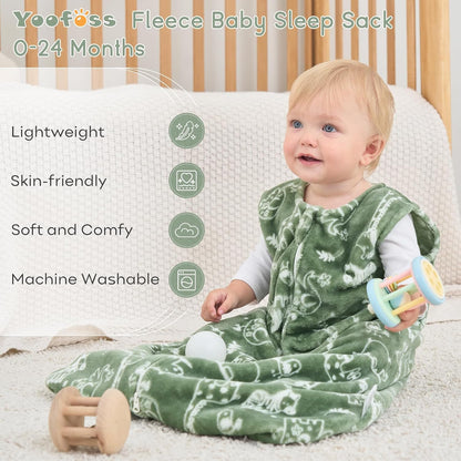 Yoofoss Fleece Baby Sleep Sack - 2 Pack 1.5 Tog Wearable Blanket for 6-12 Months | Soft & Lightweight
