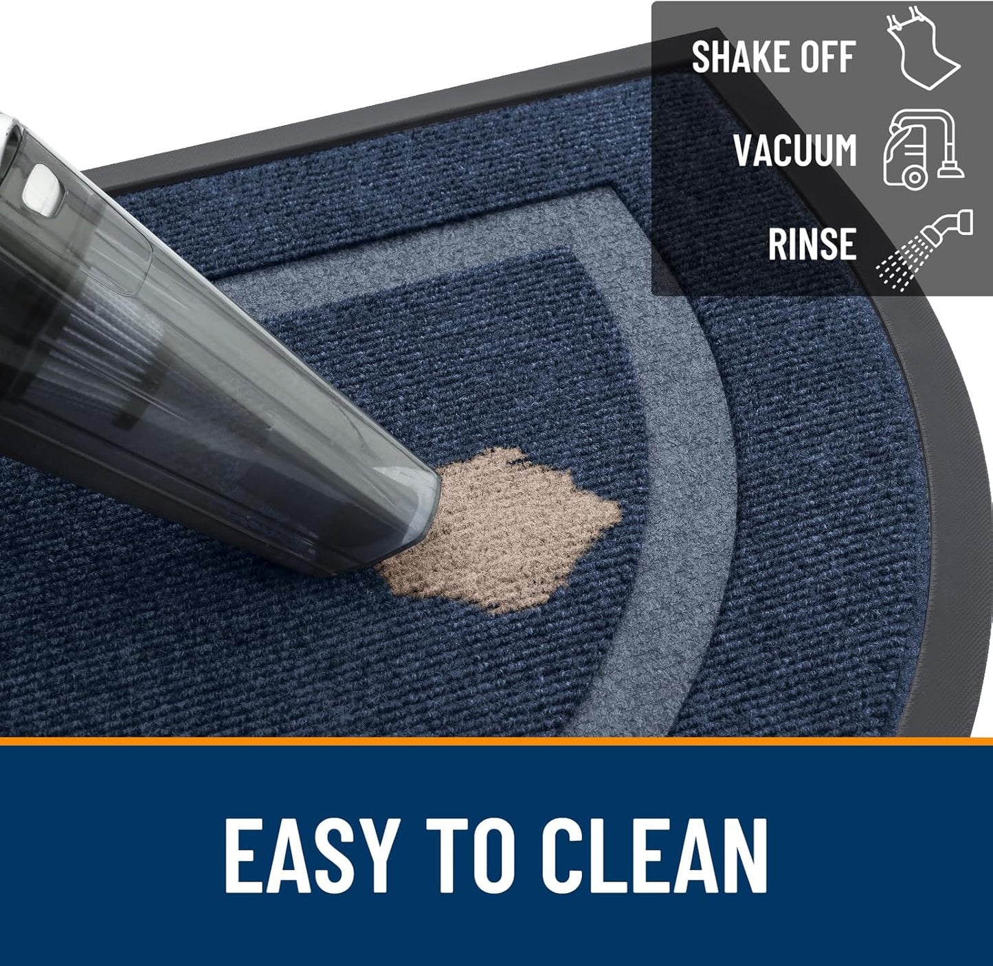 OLANLY Half Circle Door Mat - Waterproof All-Season Indoor/Outdoor Welcome Mat, Easy Clean, 29.5x17, Blue