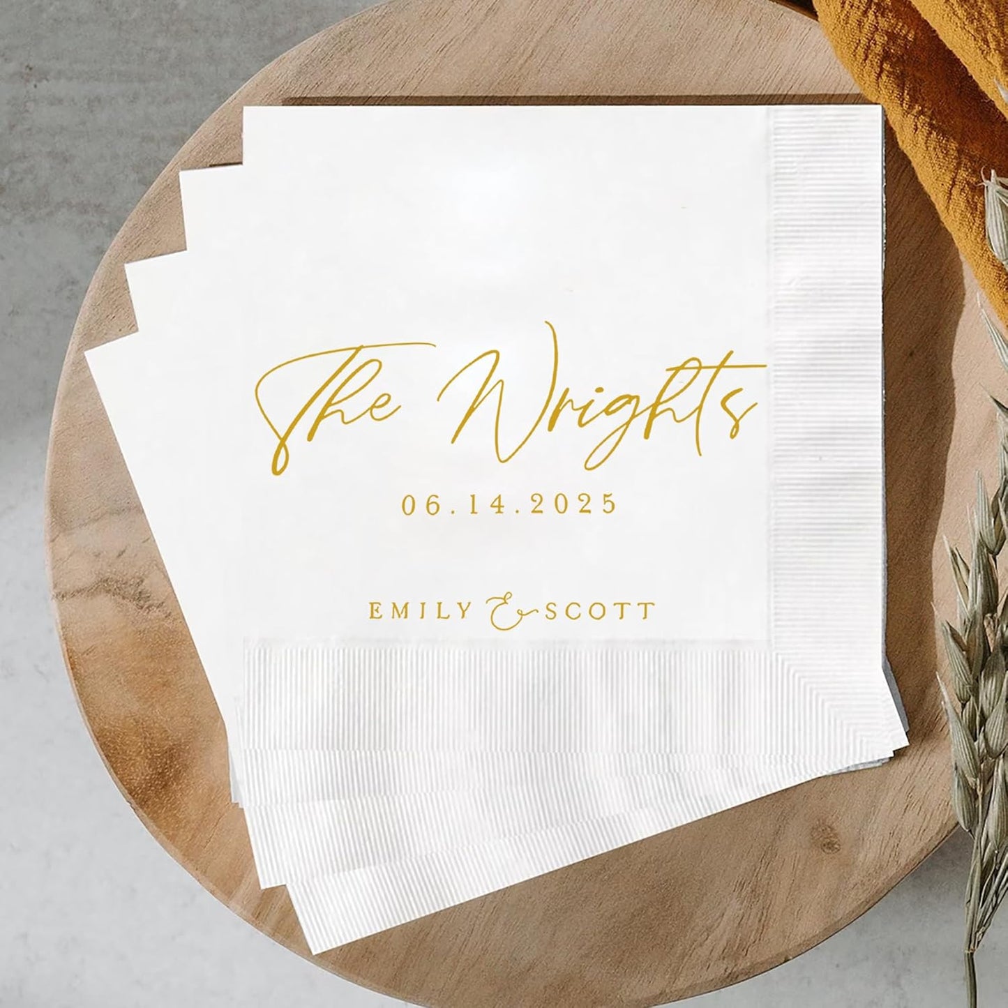 Regine Switzerland Personalized Wedding Cocktail Napkins - Custom Dinner Napkins for Bridal Showers & Receptions