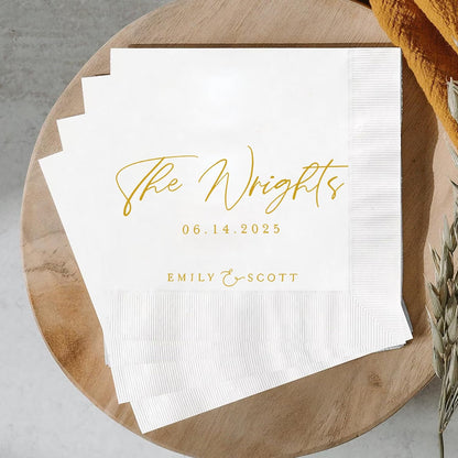 Regine Switzerland Personalized Wedding Cocktail Napkins - Custom Dinner Napkins for Bridal Showers & Receptions