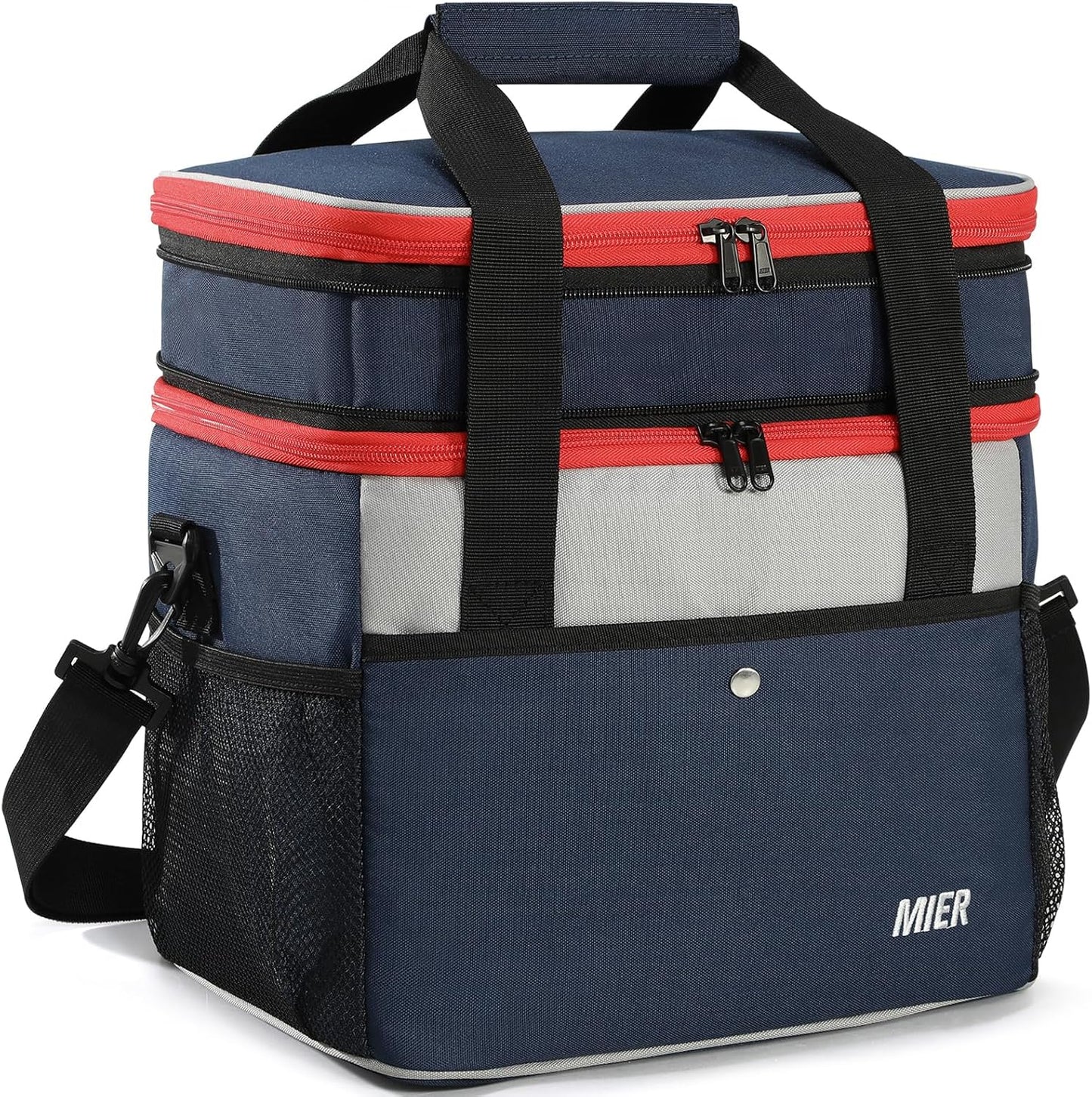 MIER Expandable 24L Lunch Bag - Double Layer Insulated Cooler Tote for Work & Travel | Navy Blue
