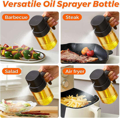 YARRAMATE Mini Oil Sprayer - 6.8 OZ Food-Grade Olive Oil Spray Bottle for Cooking & BBQ (Black)
