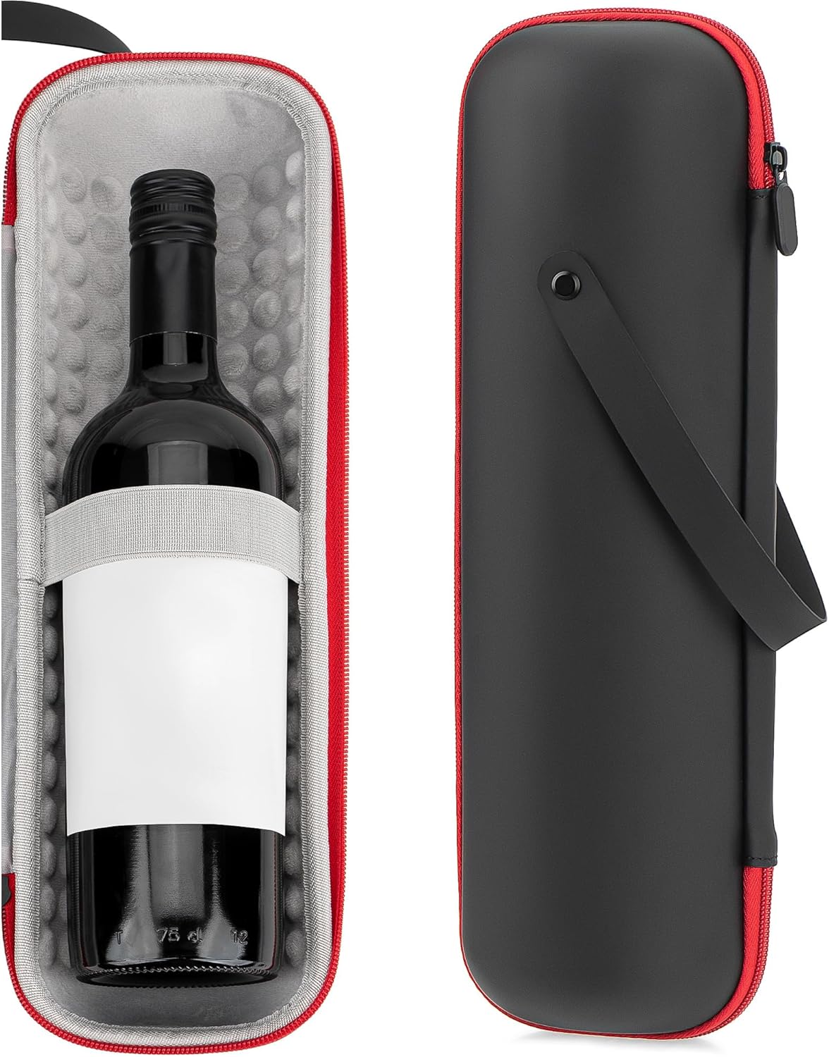 Single Wine Gift Tote Bag, Hard Shell Protector Bags Insulated Cooler Bag Champagne Bottle Gift Box Portable Wine Carrier for Travel, Picnic, Beach, BYOB Restaurant (Black)