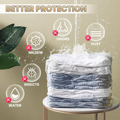 TAILI Vacuum Storage Bags - 6 Pack Combo (3 Jumbo + 3 Medium) for Bedding, Clothing & Comforters