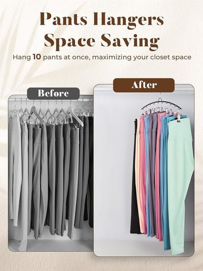 HOUSE DAY Velvet Hangers - 60 Pack with Pants Organizer - Elegant Black Storage Solution