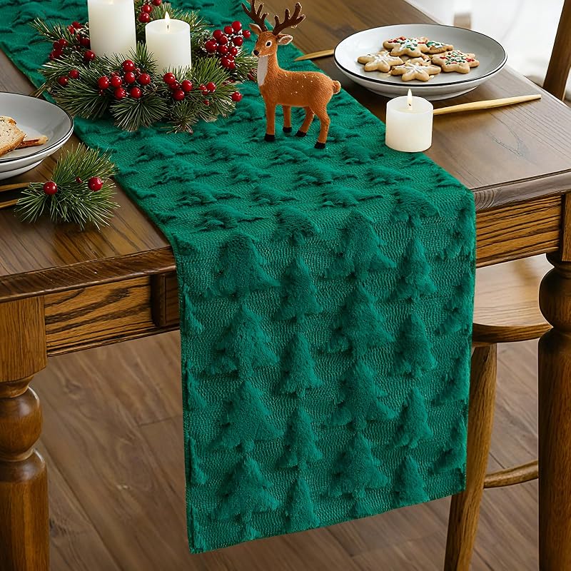 Artscope Christmas Tree Table Runner 13x72 Inches - Green (Variation: Green Tree+13" x 72")