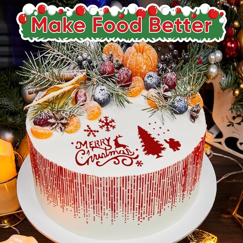 Christmas Stencils 56 Pcs for Cookies, Cakes & Cups - Reusable PET Templates (Variation: Christmas)