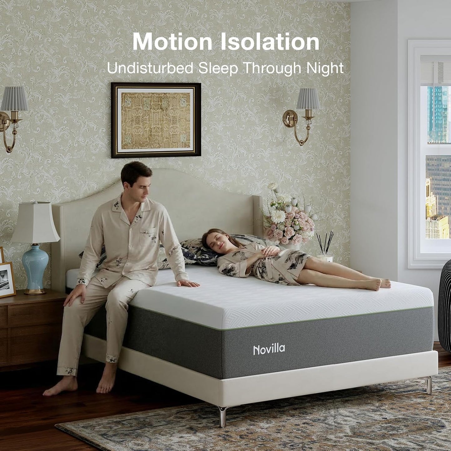 Novilla Bliss Queen Size Memory Foam Mattress - 10 Inch Cool-Touch Cover for Refreshing Sleep & Pain Relief