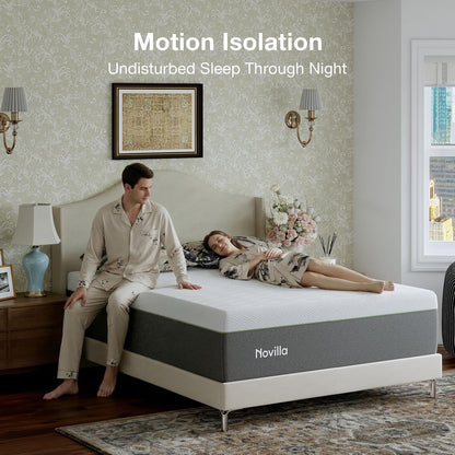 Novilla Bliss Queen Size Memory Foam Mattress - 10 Inch Cool-Touch Cover for Refreshing Sleep & Pain Relief