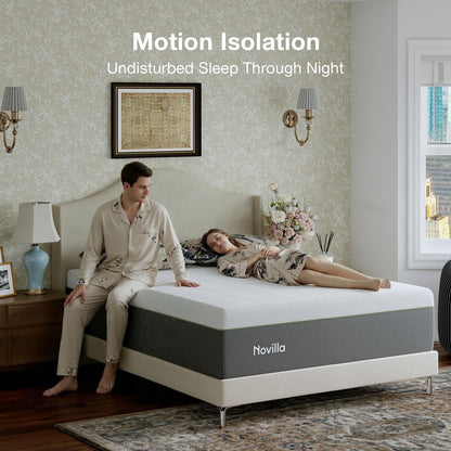Novilla Bliss Green Tea Memory Foam Twin XL Mattress, 10 Inch XL Twin Mattress for Kids for Refreshing Sleep with Cool-Touch Nylon Cover, Zone Support & Pain Relief with CertiPUR-US Certified Foams