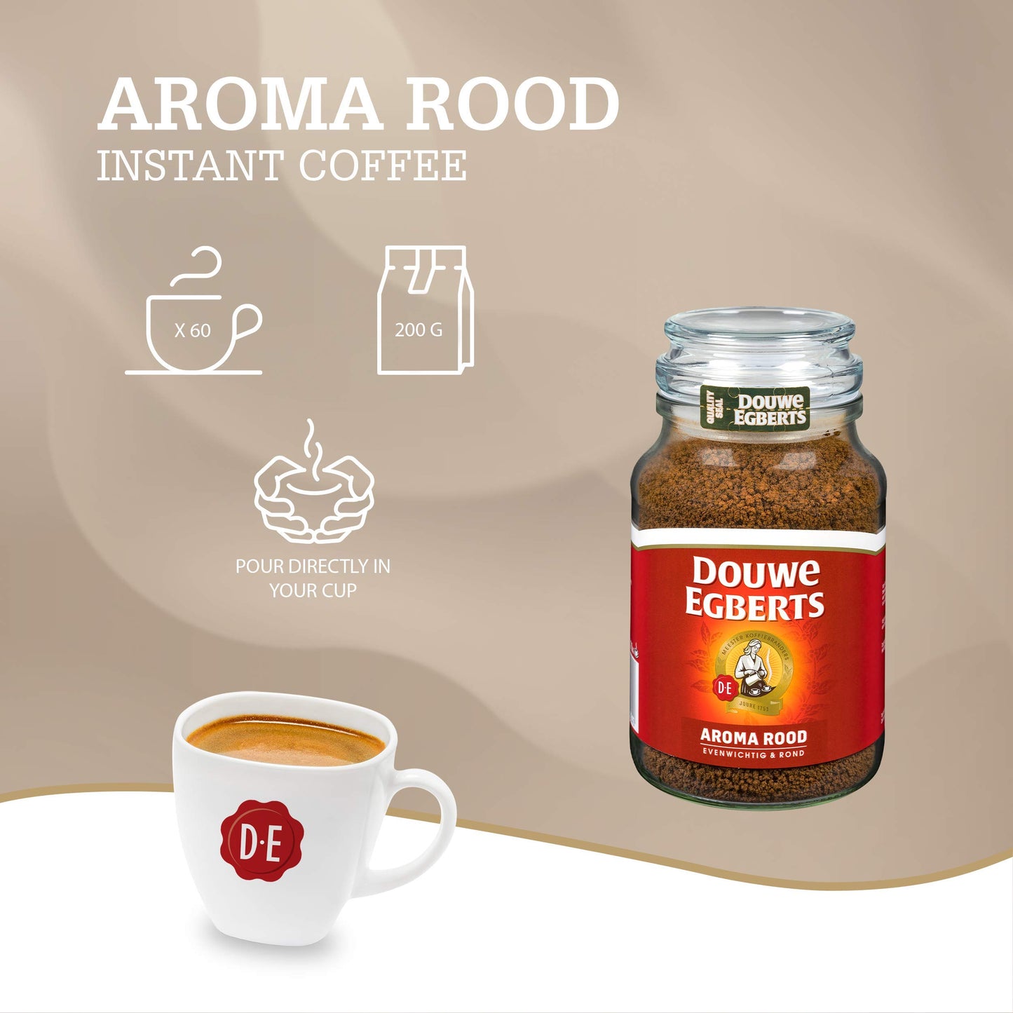 Douwe Egberts Aroma Rood Instant Coffee, 200G Jar