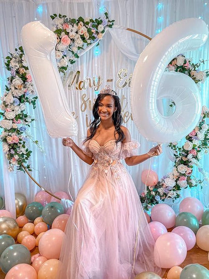 40 Inch White Number Balloons by [Brand Name] - Perfect for 2nd, 12th, 21st Birthday Celebrations & Events