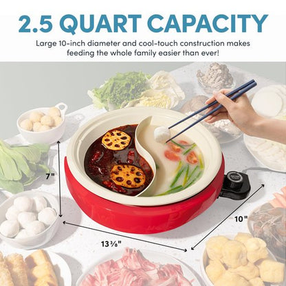 Aroma Housewares ASP-138RC Hot Pot, 2.5 Quarts, Red