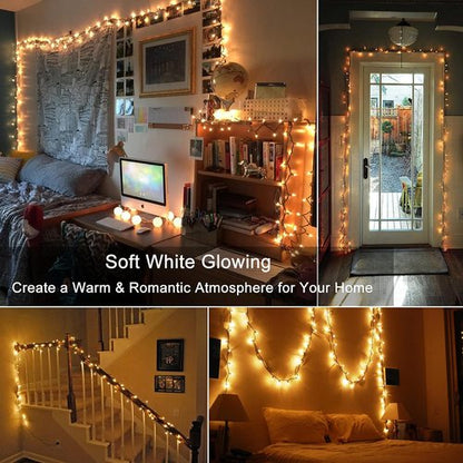 BrizLabs Clear Christmas Lights - 300 Count Warm White String Lights | 69.6ft Connectable for Holiday Decor