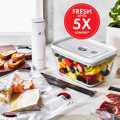 ZWILLING Fresh & Save Vacuum Sealer Machine - Airtight Food Storage Set with Glass Containers & Sous Vide Bags