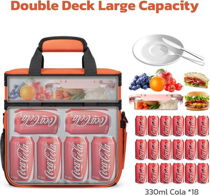 Maelstrom Insulated Lunch Box - 20L Expandable Cooler Bag with 6 Pockets | Leakproof Tote for Work & Travel - Orange