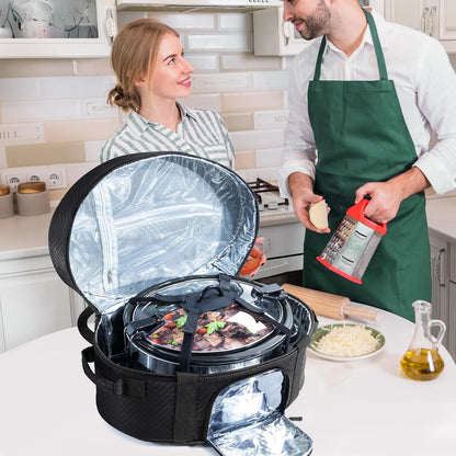 Skiennix Insulated Slow Cooker Carrying Bag - Portable Case for 6-8 Quart CrockPot & Hamilton Beach with Accessory Pocket