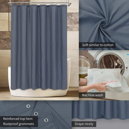 ALYVIA SPRING Extra Long Fabric Shower Curtain Liner Waterproof - 72" x 84", Soft & Lightweight XL Shower Curtain with 3 Magnets, Machine Washable - 72x84, Stone Blue