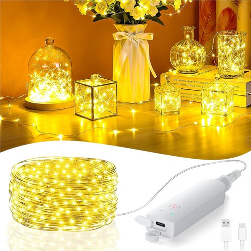 Fairy Lights | Rechargeable Battery Operated Mini LED String Lights - Waterproof 5M/16FT for Bedroom & Party Decor