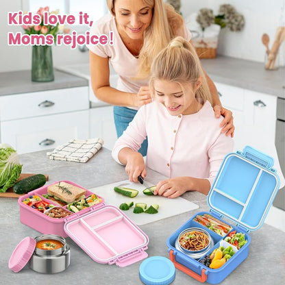 Kids Bento Lunch Box Set with 9oz Soup Thermo - Pink Variation