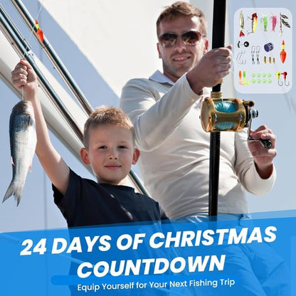 Fishing Advent Calendar 2025 - 24 Days of Fishing Lures | Perfect Christmas Gift for Dads and Teens