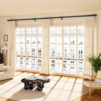 YaFex Adjustable Curtain Rods - Heavy Duty 1 Inch, 32-170 Inch, Black | Modern Design & Easy Installation