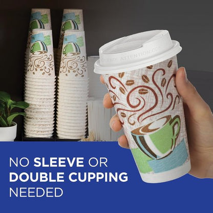 Dixie PerfecTouch 12 oz Coffee Cups - Coffee Haze Design | 500 Count, 25 Disposable Cups Per Sleeve