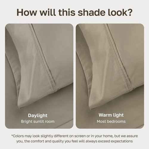 California Design Den 100% Cotton Bed Sheets Set - Silky Smooth Sateen Weave, Deep Pockets, Full Size - Taupe