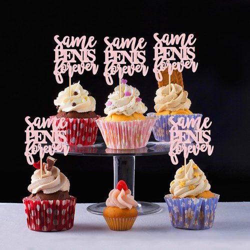 Ercadio 24 Pcs Cupcake Toppers - Pink Bachelor Party & Bachelorette Decorations | Bridal Shower & Valentine's Day
