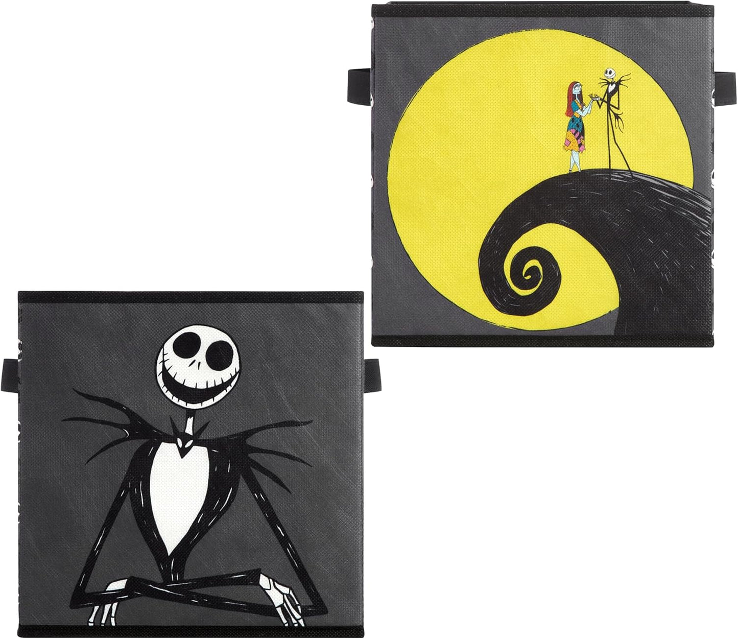 Nightmare Before Christmas Jack & Sally Storage Cubes - Durable 10"x10"x10" with Handles