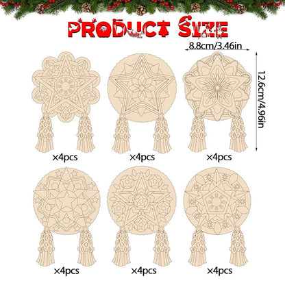 DIY Capiz Star Christmas Ornaments - 24-Piece Color Your Own Parol Lantern Set (Variation: DIY Capiz Star)