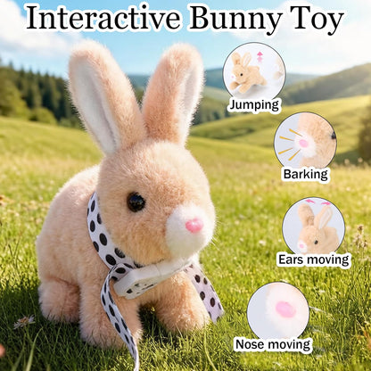 Sprstar Realistic Easter Bunny Toy - Animated Plush Rabbit with Sounds & Movements | Brown with Leash