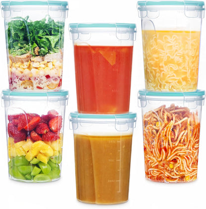Vtopmart 32oz Freezer Storage Containers - Airtight Meal Prep Containers | 6-Pack, Reusable, Microwave Safe