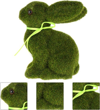 Flocked Easter Bunny Decor by Lifelike - Lifelike Green Moss Rabbit for Home, Office & Kids' Events