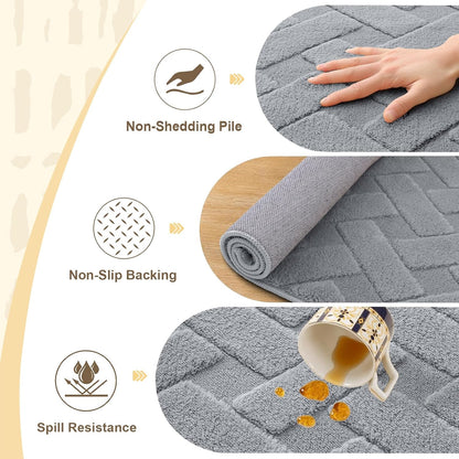 OLANLY Area Rug - Soft Plush Geometric Shaggy Carpet for Living Room & Bedroom | 4x6 ft, Easy Clean, Grey