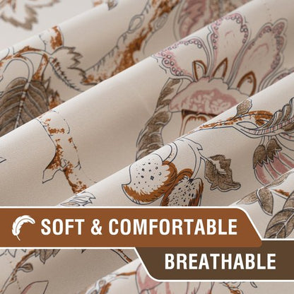 H.VERSAILTEX Blackout Curtain Valances for Kitchen Window/Living Room/Bathroom Privacy Added Rod Pocket Home Decoration Winow Valance, 52" W x 18" L, Floral in Sage and Brown