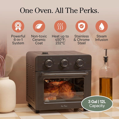 Our Place Wonder Oven - 6-in-1 Air Fryer Toaster Oven with Steam Infusion | Non-Toxic PFAS-Free | Char Color