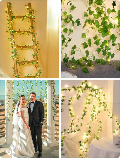 Skiennix Ivy Twinkle Lights - 23ft Battery Operated LED Leaf String Lights | Warm White for Bedroom & Party Decor