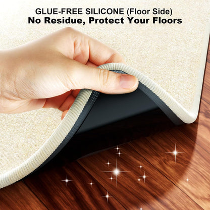 PHIXBEAR Rug Tape - 24 Pcs Strong Hold Anti-Slip Pads | Washable & Reusable No-Glue Silicone Design
