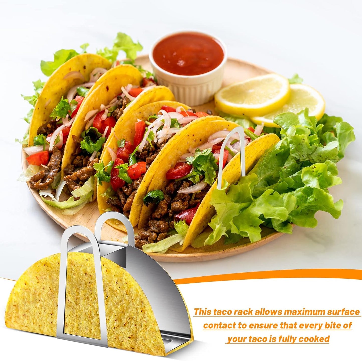 Skiennix 4-Pack Stainless Steel Taco Shell Molds - Durable Holders for Crispy Tortillas | Kitchen Cooking Tools