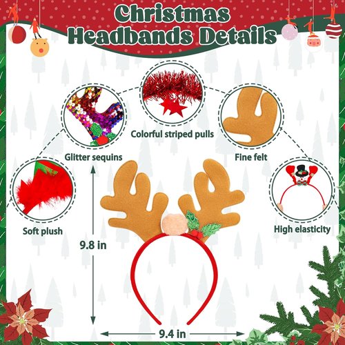 HOVACY Christmas Headbands - 16 Unique Styles for Holiday Parties | Cute Elf & Santa Hat Designs