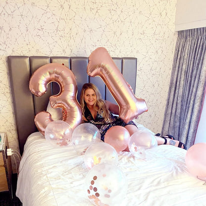 Rose Gold Number 3 Balloon - 40 Inch Large Foil Mylar Balloon for Birthdays & Celebrations