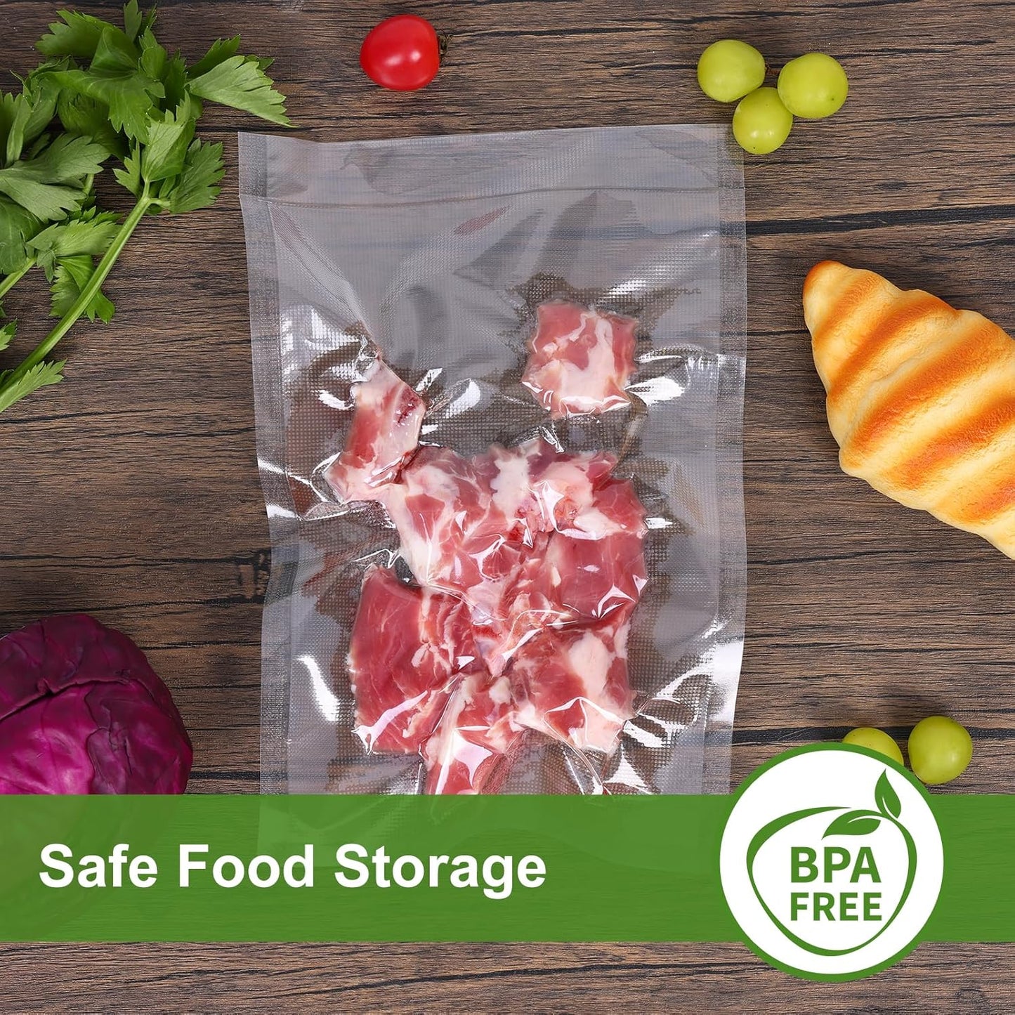 Moretoes Vacuum Sealer Bags - 200pcs BPA-Free Food Saver Bags, Quart Size 8" x 12" for Meal Prep & Storage