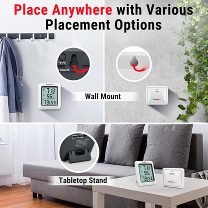 TempPro TP60 Digital Hygrometer - Wireless Temperature & Humidity Monitor | 500ft Range, Indoor/Outdoor Use